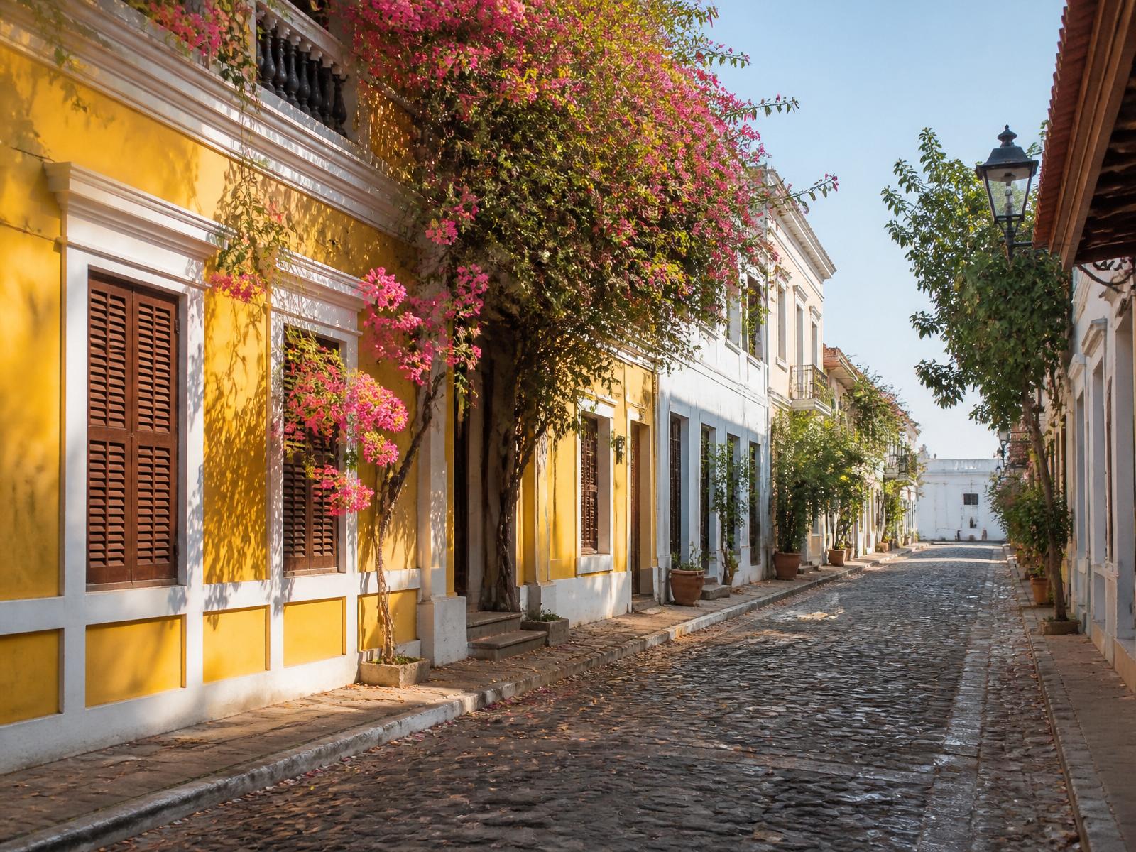 French colonial street in Pondicherry White Town